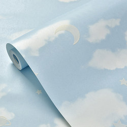 Wallpaper Self-Adhesive Cozy Bedroom Living Room Eco-Friendly Cartoon Children's Room Non-Woven Fabric Decoration Mediterranean Background Wall Wallpaper