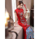 Red Dragon Robe Stage Walking Cheongsam Performance Service 2024 New high -end high -end atmosphere retro thin fishtail dress
