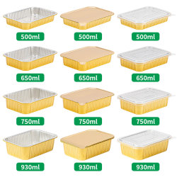 Saizhuo Disposable Lunch Box Aluminum Foil Food Container Tin Foil Box Gold Commercial Barbecue Takeaway Box Sealed Pre-Made Meal Box