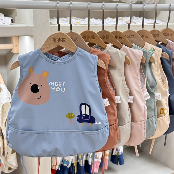 
Lu Binghua waterproof bib kindergarten meal clothing anti-greasy bib children's meal clothes girls food bag boys