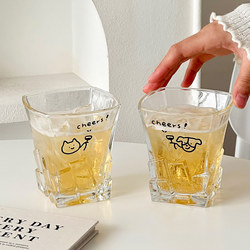Cute Cat Glass Cup, High-End Feel, Creative Transparent Water Cup for Girls, Suitable for Home Use, for Liquor, Whiskey, Beer, and Coffee