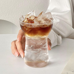 Niche ins Style American Latte Coffee Cup, Heat-Resistant Wide-Mouth Glass Cup, Milk Cup, Beverage Cold Brew Water Cup