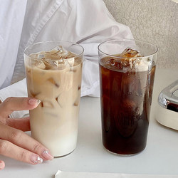ins Simple Style Transparent Glass Cup for Girls, Summer Home Use, Iced American Latte Coffee Cup, Milk Drinking Cup
