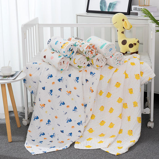 
Baby towel quilt cotton six-layer printed gauze baby supplies cartoon children's quilt seersucker baby bath towel