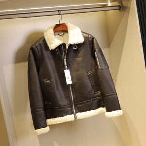 
French single ~ thickened fur one ~ winter men's high-end motorcycle style lapel plus velvet lamb fur flight jacket