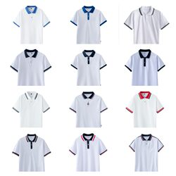 School Uniform White T-Shirt for Junior High School Students, Summer Short-Sleeved Class Uniform, High School Students' Graduation Season Team-Building Light Blue Polo Shirt