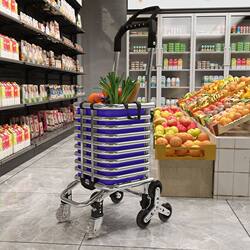 Elderly People's Grocery Shopping Cart, Supermarket Shopping Cart, Foldable Hand-Pulled Cart, Household Lightweight Trolley, Small Grocery Cart