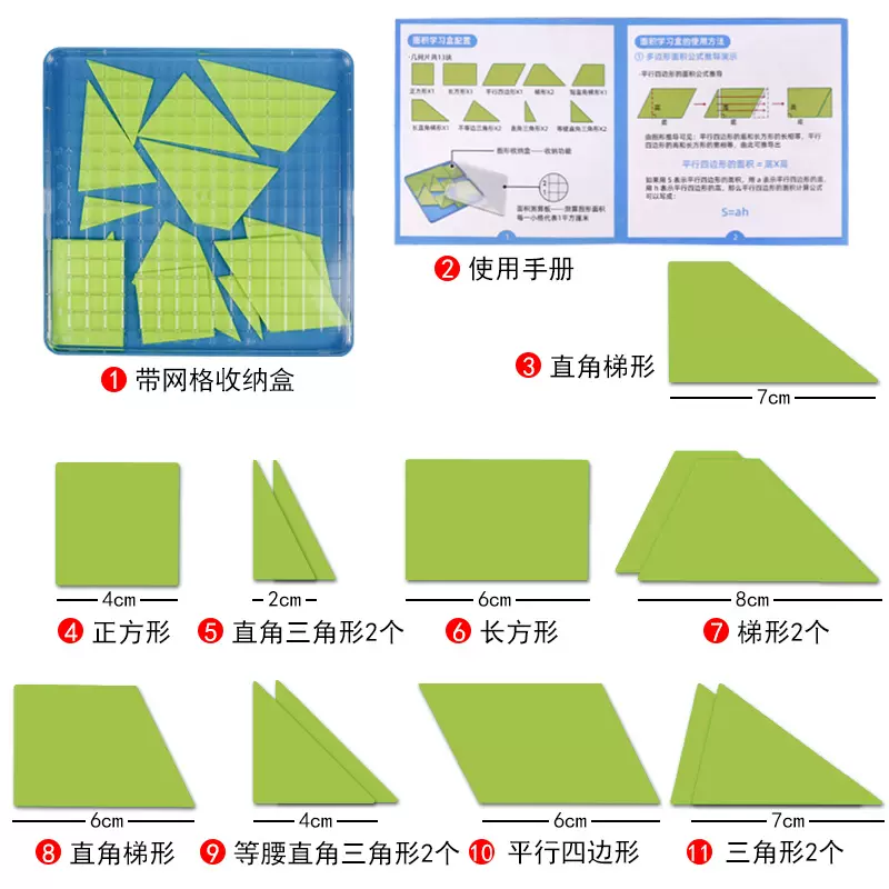 面积学习盒探索几何图形面积计算公式测量器多边形面积推导演示教具