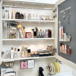 Bathroom mirror cabinet storage box behind the mirror in the bathroom cabinet cosmetic cotton swab storage rack wall-mounted layered artifact