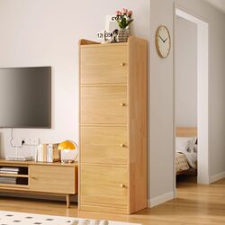 Living Room Tv Cabinet Side Cabinet, Solid Wood Bookshelf, Storage Cabinet, Integrated Storage Cabinet, Tall Narrow Cabinet with Doors, Floor-Standing Bookcase