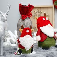Cross-Border Christmas Decorations - Cute Forest Faceless Old Man Red Wine Bottle Set