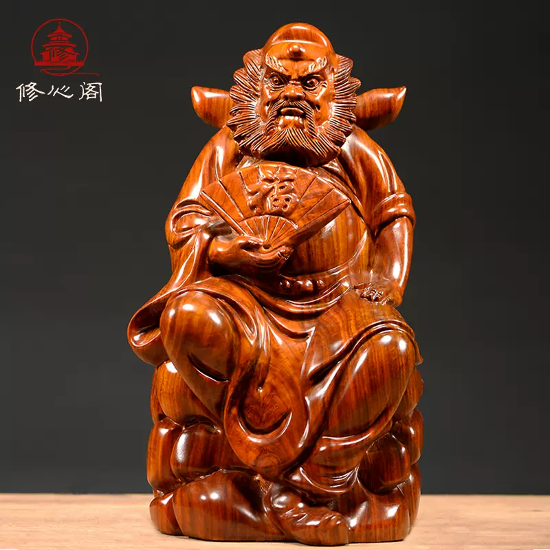 花梨木雕鍾馗像擺件福神鍾馗雕像家居神靈雕像家居客廳裝飾工藝禮品