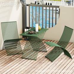 Iron outdoor tables and chairs Nordic modern minimalist combination courtyard garden kit folding balcony cafe leisure chairs