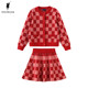 POLOWALK children's clothing girl clothing fashion set 2024 autumn new children's red knitted skirt