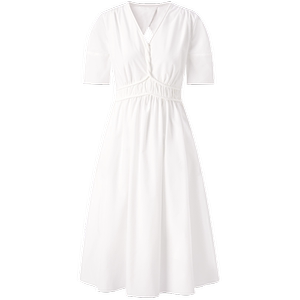 
PEACEBIRD Commuting Temperament V-neck Dress Summer High-End Niche Waist Skirt Mint Mandarin Wave Skirt for Women