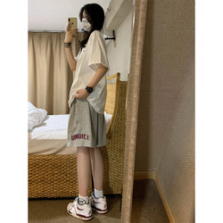 American-Style High Street Shorts for Women, Summer Loose Straight High-Waisted Casual Five-Point Sports Wide-Leg Pants with Unique Design