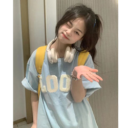 Trendy American Retro Embroidered Short-Sleeve T-Shirt for Women, Summer Pure Cotton Niche Design Chic Hong Kong Style Top