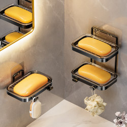 Soap box wall-mounted punch-free soap rack bathroom soap box drain household high-end bathroom storage
