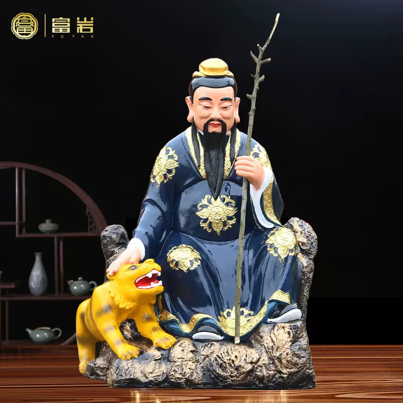 骑虎山神神像寺庙供奉大号摆件树脂玻璃钢佛像山神爷山神奶