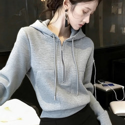 Korean-Style Half-Zip Hooded Pullover Sweatshirt for Women, 2026 Spring New Fashion, Stylish and Unique Design, Not a Common Style