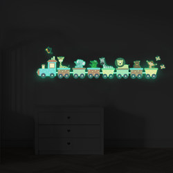 Cartoon Animals Sitting in Cars Luminous Stickers for Kidsren's Rooms, Classrooms, Dormitories, Creative Self-Adhesive Fluorescent Stickers, Decorative Wall Stickers
