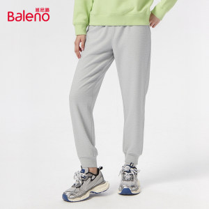 班尼路春秋新款休闲港风针织束脚卫裤女薄款纯色柔软运动长裤