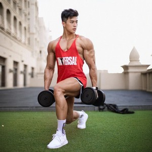 Men's fitness vest muscle training loose sports worker camisole, sweat -absorbing, breathable cotton bodybuilding body, iron vest
