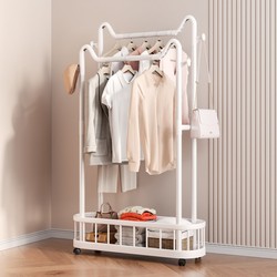 Simple Coat Rack, Floor-Standing Bedroom Clothes Rack, Movable Clothes Rack with Wheels, Indoor Clothes Rack