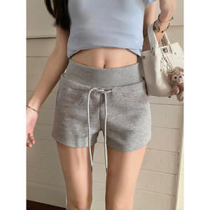 
Mosesqueen Queen Elastic Waist Drawstring Casual Shorts Summer Gray American Hot Girl Loose Hot Pants