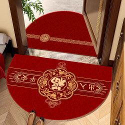 New Year Semi-Circular Floor Mat Entrance Door Mat Safe Entry and Exit Red Carpet Door Entrance Door Mat for Home Use