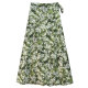 2025 early spring new retro printed strap skirt for women spring lace-up one-piece high-waist slim long skirt
