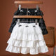 White bow lace spliced ​​cake skirt summer 2025 new sweet A-line puffy skirt