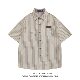 XOL original Japanese striped lapel short -sleeved shirt men's niche design sensor retro port wind chIC shirt summer