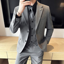 Winter Casual Suit for Men, High-End Groom Wedding Attire, Business Formal Slim-Fit Blazer