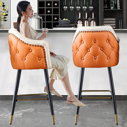 Light Luxury American-Style Bar Stool, Modern Island Leather Bar Chair, Bar Front Desk High Stool, Bar Stool, Home Swivel Chair
