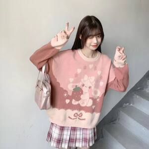 
300 million girls jk sweater jacket 2026 autumn and winter new style loose and versatile Japanese soft girl round neck pullover long sleeve needle