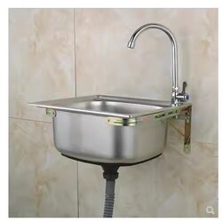 Kitchen Sink, Laundry and Vegetable Washing Basin, Single Sink, Small Size, Single Bowl, Stainless Steel, Balcony Simple Stand, Bowl Sink, Hand Washing