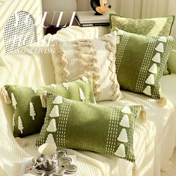 Green Retro Sofa Throw Pillow for Living Room and Bedroom, Christmas Decorative Pillow, Fresh and High-End Cushion with Insert