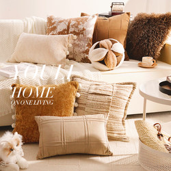 Nordic Mid-Century Style High-End American Light Luxury Pillowcase Cushion Living Room Sofa Backrest Pillow Brown Lumbar Pillow Cushion