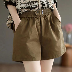 Elastic Waist Shorts for Women 2026 Summer New Thin Loose A-Line Wide-Leg High-Waisted Casual Versatile Cargo Pants for Women