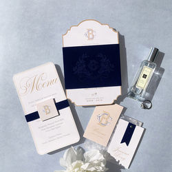 Marryso High-end Customized Velvet Wedding Invitation Red Creative Invitation Blue Bronzing Envelope Ocean Style