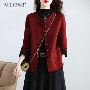 
2025 new high-end double-sided velvet coat for women, short woolen woolen coat for small people to reduce age and slim down, autumn and winter