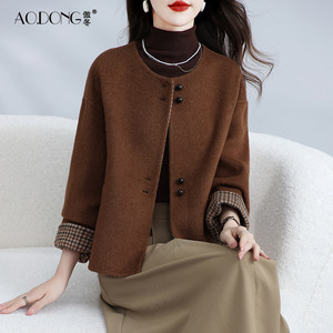 
New high-end double-sided fleece coat for women short wool small versatile slim casual and age-reducing jacket autumn and winter