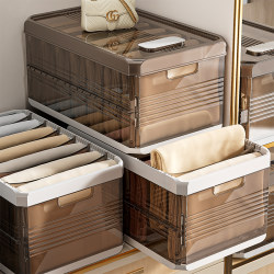 Pants Storage Box Wardrobe Layered Drawer-Type Storage Box for Organizing Jeans Foldable Storage Basket