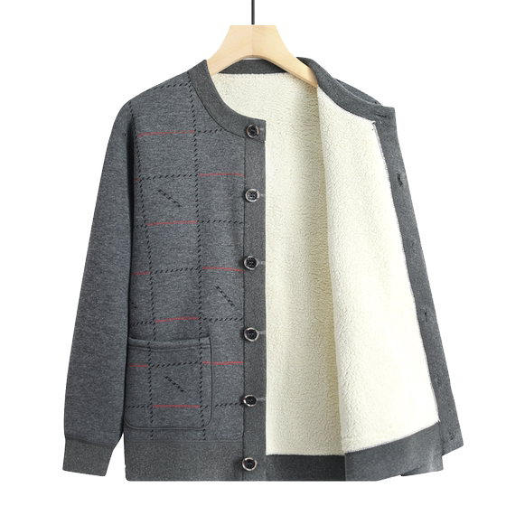 Winter warm underwear for middle-aged and elderly men, plush and thick knit sweater, lamb cashmere sweater, cardigan, dad's coat
