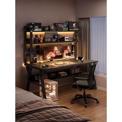 Computer Desk with Integrated Bookshelf, Home Office Desk, Pegboard Desk, Gaming Desk with Wheels