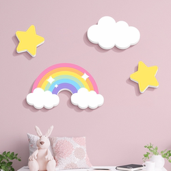 Rainbow Cloud Decorative Wall Stickers for Children's Room Decoration, Headboard Background Wall Transformation, Ugly-Covering Magic Paper Stickers