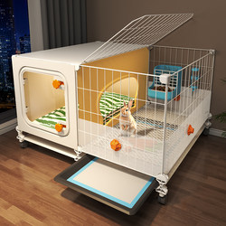 Rabbit Cage with Anti-Splash Urine Feature and Integrated Toilet, Large Size for Home Use, Indoor-Specific Pet Rabbit Villa, Easy to Clean Cage and Nest