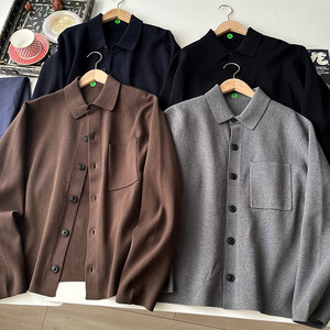 Kitano U home! Spring men's and women's ribbed shirt-style knitted cardigan sweater sweater jacket casual and versatile
