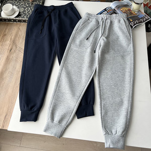 
Solid color basic versatile style, thick cotton style, autumn men's elastic waist, sports and casual leg ties, knitted sweatpants